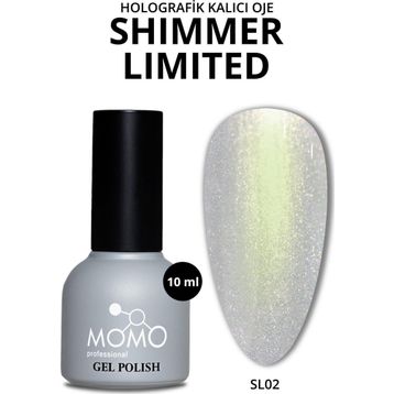 Momo Professional Holografik SL02 Rakı Beyazı Altın Yeşil Simli 10 ml Kalıcı Oje