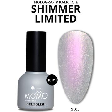 Momo Professional Holografik SL03 Rakı Beyazı Pembe Mor Simli 10 ml Kalıcı Oje
