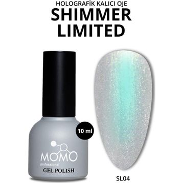 Momo Professional Holografik SL04 Rakı Beyazı Turkuaz Yeşil Simli 10 ml Kalıcı Oje