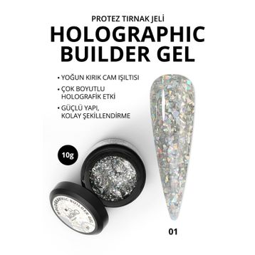 Momo Professional Nail Art No: 01 Glitter Gümüş Simli 10 gr Protez Tırnak Jeli