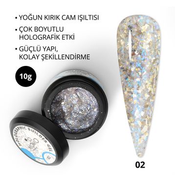 Momo Professional Nail Art No: 02 Glitter Mavi Simli 10 gr Protez Tırnak Jeli