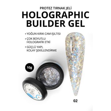 Momo Professional Nail Art No: 02 Glitter Mavi Simli 10 gr Protez Tırnak Jeli
