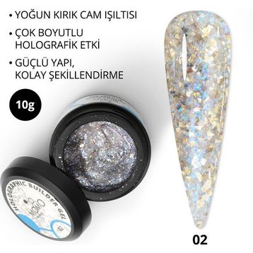 Momo Professional Nail Art No: 02 Glitter Mavi Simli 10 gr Protez Tırnak Jeli