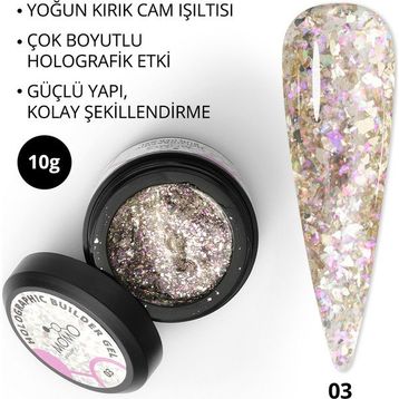 Momo Professional Nail Art No: 03 Glitter Pembe Simli 10 gr Protez Tırnak Jeli