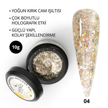 Momo Professional Nail Art No: 04 Glitter Sarı Simli 10 gr Protez Tırnak Jeli