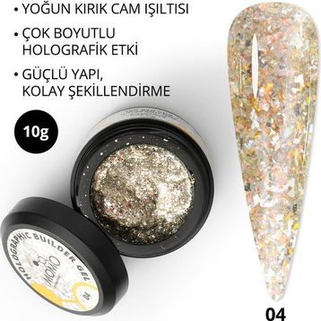 Momo Professional Nail Art No: 04 Glitter Sarı Simli 10 gr Protez Tırnak Jeli