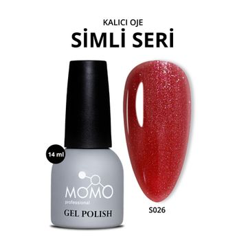 Momo Professional S026 Işıltılı Bordo Kırmızı 14 ml Kalıcı Oje