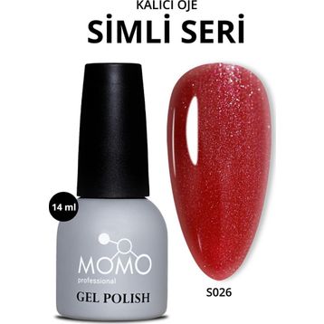 Momo Professional S026 Işıltılı Bordo Kırmızı 14 ml Kalıcı Oje