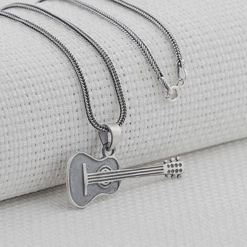 Mona Roza Gitar Tasarımlı 925 Ayar Gümüş Kolye
