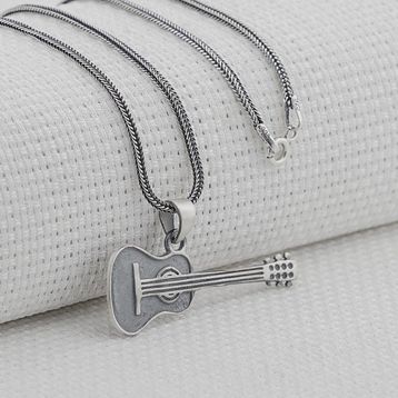 Mona Roza Gitar Tasarımlı 925 Ayar Gümüş Kolye