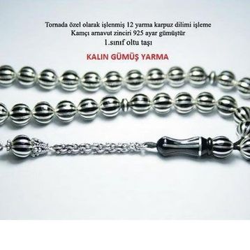 Mona Roza Gümüş 1 Sınıf Kalın 12 Yarma Gümüş El İşçiliği Erzurum Oltu Taşı Tesbih