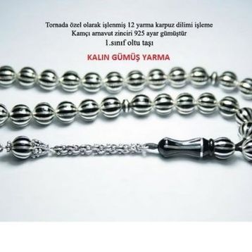 Mona Roza Gümüş 1 Sınıf Kalın 12 Yarma Gümüş El İşçiliği Erzurum Oltu Taşı Tesbih