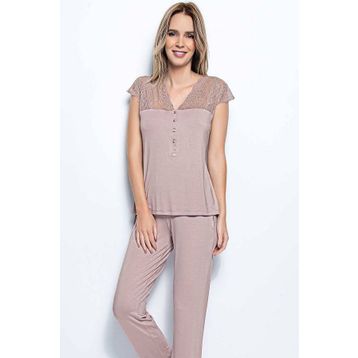 Monamise 18437 Vizon Dantelli Kadın Pijama Takımı