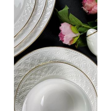 Monno 3 mm Gold Line 59 Parça Bone China 12 Kişilik Dekor Yemek Takımı