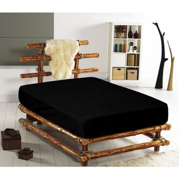 Monohome %100 Pamuklu Ranforce Fitted Lastikli Siyah Tek Kişilik Çarşaf
