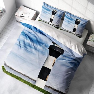 Monohome 200x220 cm Deniz Feneri 3D Pamuk Saten Çift Kişilik Nevresim Takımı