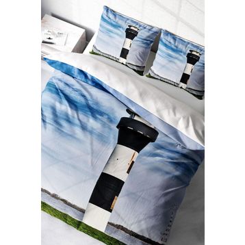 Monohome 200x220 cm Deniz Feneri 3D Pamuk Saten Çift Kişilik Nevresim Takımı