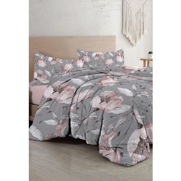 Monohome 34917 Gray Rose Çift Kişilik Nevresim Takımı 3D Pamuk Saten