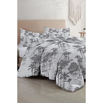 Monohome 34917 Gray Rose Çift Kişilik Nevresim Takımı 3D Pamuk Saten