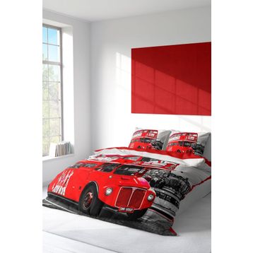 Monohome 38137 London Bus 3D Pamuk Saten Renkli Çift Kişilik 200x220 cm Nevresim Takımı