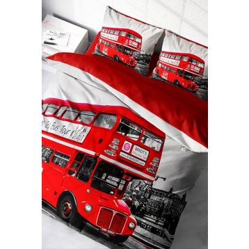 Monohome 38137 London Bus 3D Pamuk Saten Renkli Çift Kişilik 200x220 cm Nevresim Takımı
