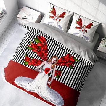 Monohome Angel Fail 3D Pamuk Saten Çift Kişilik 200x220 cm Nevresim Takımı