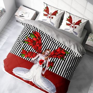 Monohome Angel Fail 3D Pamuk Saten Çift Kişilik 200x220 cm Nevresim Takımı