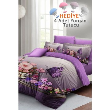 Monohome Anneler Günü Özel Dokuma Pamuk Saten Butterfly Çift Kişilik Nevresim Takımı