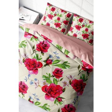Monohome Aquarelle Rose Naturel Çift Kişilik King Size Nevresim Takımı