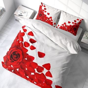 Monohome Beyaz Güller 3D Pamuk Saten Renkli Çift Kişilik 200x220 cm Nevresim Takımı