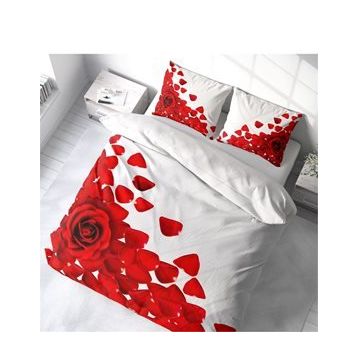 Monohome Beyaz Güller 3D Pamuk Saten Renkli Çift Kişilik 200x220 cm Nevresim Takımı