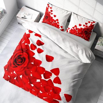Monohome Beyaz Güller 3D Pamuk Saten Renkli Çift Kişilik 200x220 cm Nevresim Takımı