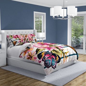 Monohome Bird Butterfly Naturel King Size Çift Kişilik Nevresim Takımı