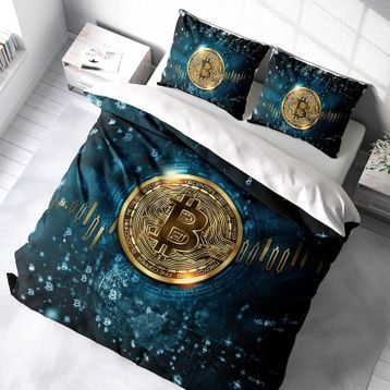 Monohome Bitcoin 3D Pamuk Saten Çift Kişilik Nevresim Takımı