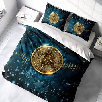 Monohome Bitcoin 3D Pamuk Saten Çift Kişilik Nevresim Takımı