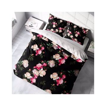 Monohome Black Flower 3D Pamuk Saten Çift Kişilik Nevresim Takımı