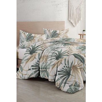 Monohome Botanik Palm 3D Pamuk Saten Çift Kişilik Nevresim Takımı