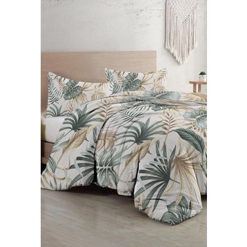 Monohome Botanik Palm 3D Pamuk Saten Çift Kişilik Nevresim Takımı