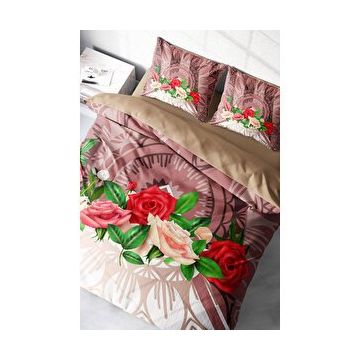 Monohome Brown Roses 3D Çift Kişilik King Size Nevresim Takımı