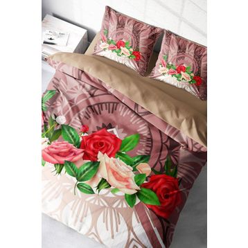 Monohome Brown Roses 3D Çift Kişilik King Size Nevresim Takımı
