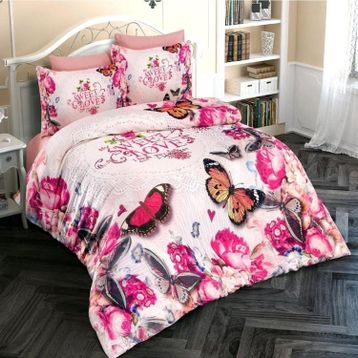 Monohome Butterfly 2 3d Pamuk Saten Çift Kişilik Nevresim Takımı