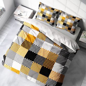 Monohome Checkers 3D Pamuk Saten Çift Kişilik 200x220 cm Nevresim Takımı