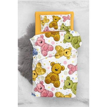 Monohome Colorful Teddy Bear 3D Pamuk Saten Bebek Nevresim Takım