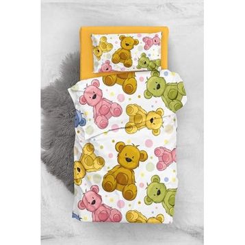 Monohome Colorful Teddy Bear 3D Pamuk Saten Bebek Nevresim Takım