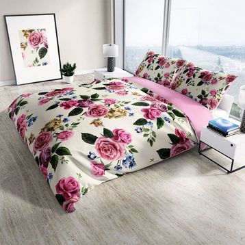 Monohome Dance of Roses Naturel Renkli Çift Kişilik 200x220 cm Nevresim Takımı