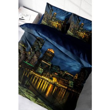 Monohome Dark City 3D Pamuk Saten Çift Kişilik 200x220 cm Nevresim Takımı