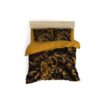 Monohome Gold Leaves Klasik Renkli Çift Kişilik 200x220 cm Nevresim Takımı