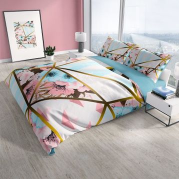 Monohome Goldline Flowers 3D Pamuk Saten Çift Kişilik 200x220 cm Nevresim Takımı