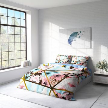 Monohome Goldline Flowers 3D Pamuk Saten Çift Kişilik 200x220 cm Nevresim Takımı
