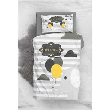 Monohome Gray Love 3D Pamuk Saten Bebek 100x150 cm Nevresim Takımı